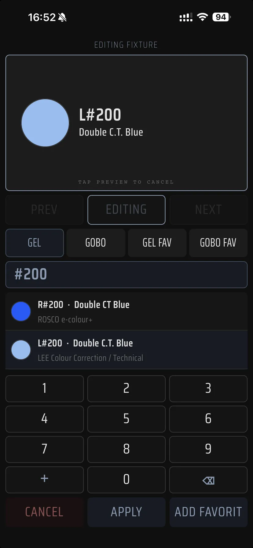Gel library with catalogue numbers